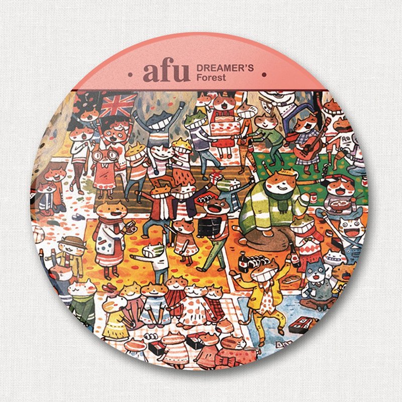 afu陶瓷吸水杯垫-森林狂欢派对 - 杯垫 - 陶 粉红色