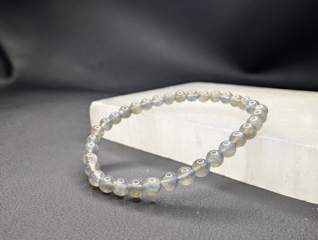 彩光 拉长石 灰月光石 5mm 手串 手链 天然水晶 水晶手链 - 手链/手环 - 水晶 