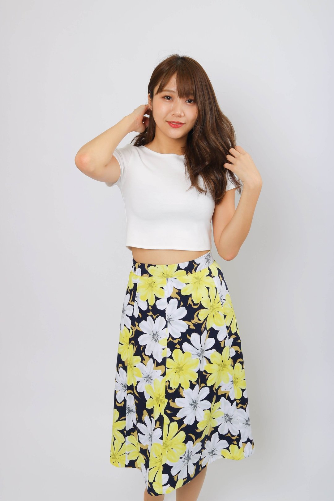 7sheets flare flower skirt YEL made in Japan - 裙子 - 其他人造纤维 多色