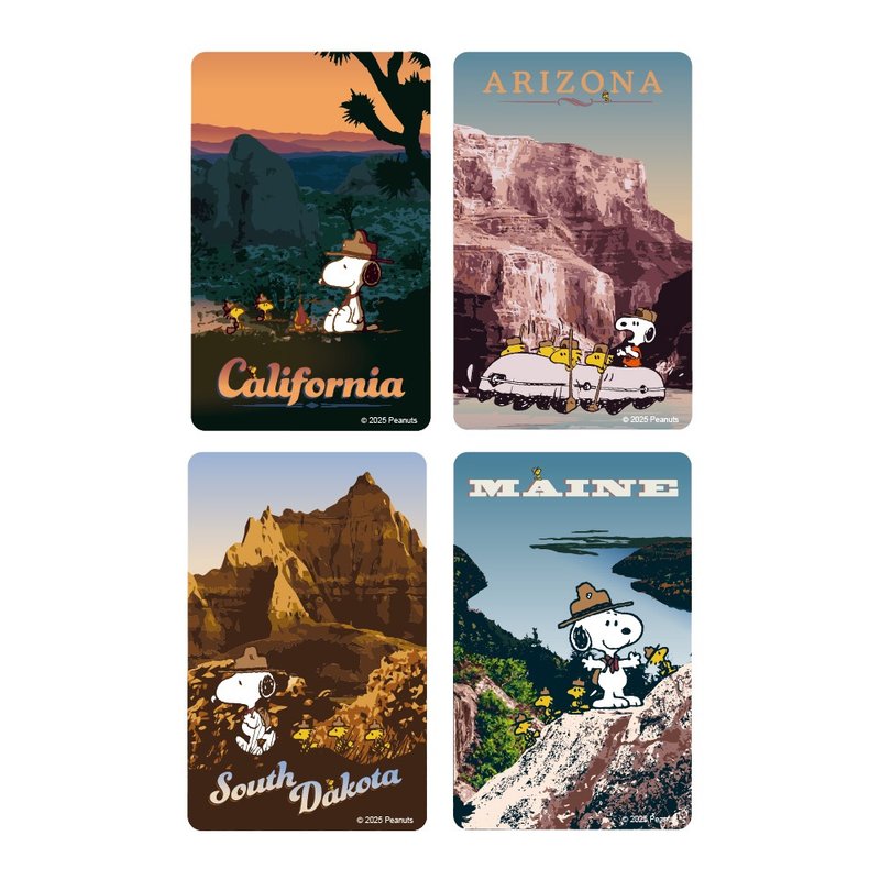 一卡通PLUS | SNOOPY 海报系列 - 加州/亚利桑那州/南达州/缅因 - 造型悠游卡/交通卡 - 塑料 多色