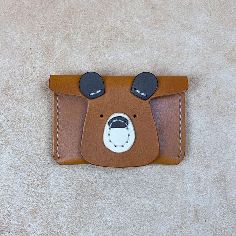 棕熊-零钱包-卡夹-台湾动物造型-真皮植鞣 - 皮夹/钱包 - 真皮 咖啡色