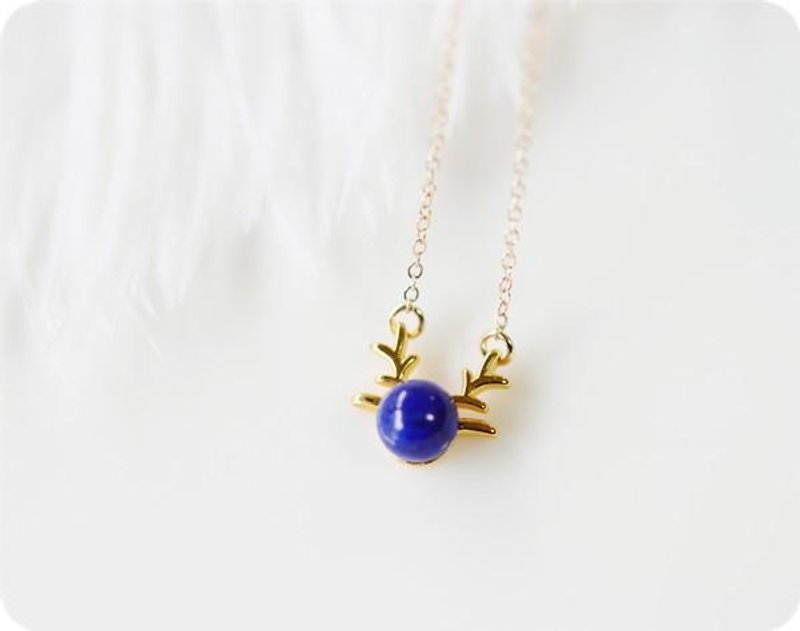 Reindeer Lapis Lazuli Necklace December Birthstone Good luck Successful luck UP! - 项链 - 宝石 蓝色