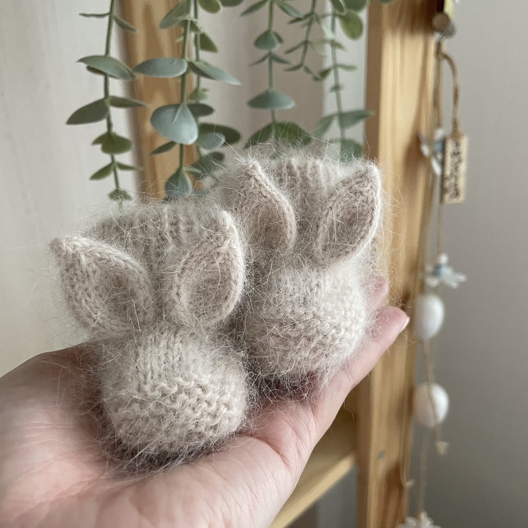 Baby bunny booties, Cute newborn booties - 婴儿袜子 - 羊毛 白色