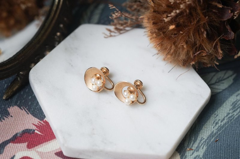 VINTAGE ROLYN INC. 12K金古着旋转夹式耳环 - 耳环/耳夹 - 其他金属 金色