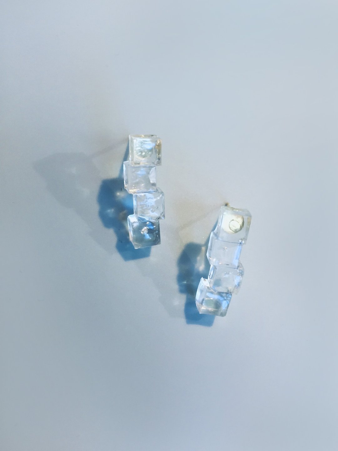 ice H2O(S)系列-冰块乐高 耳饰\耳钉 - 耳环/耳夹 - 树脂 