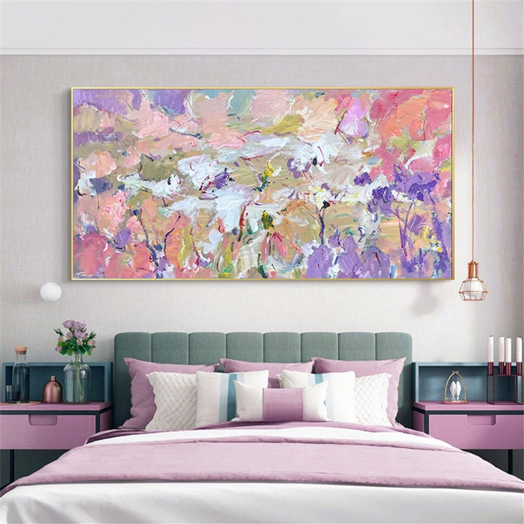 桃花秀  油画/抽象/原创商品/装饰画/挂画客厅餐厅手绘肌理画 - 海报/装饰画/版画 - 亚麻 