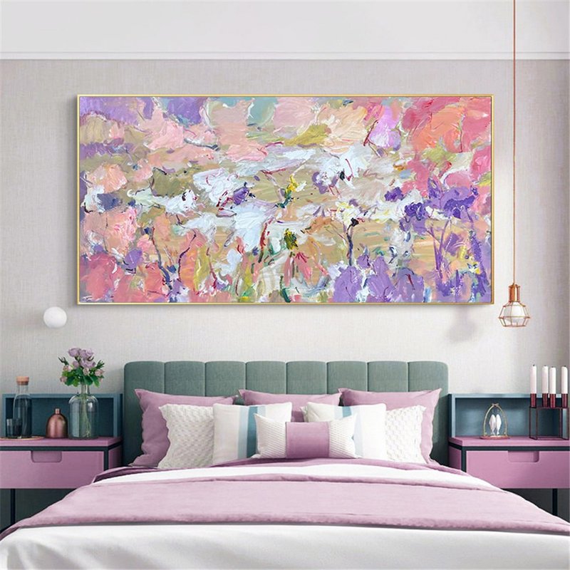 桃花秀  油画/抽象/原创商品/装饰画/挂画客厅餐厅手绘肌理画 - 海报/装饰画/版画 - 亚麻 