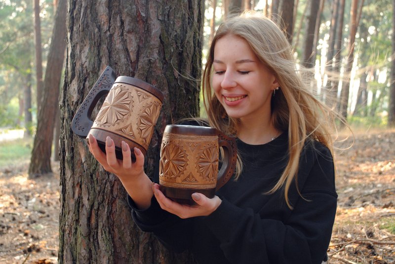 订制婚礼马克杯、老公生日杯、啤酒杯、男性圣诞礼物 - 咖啡杯/马克杯 - 木头 