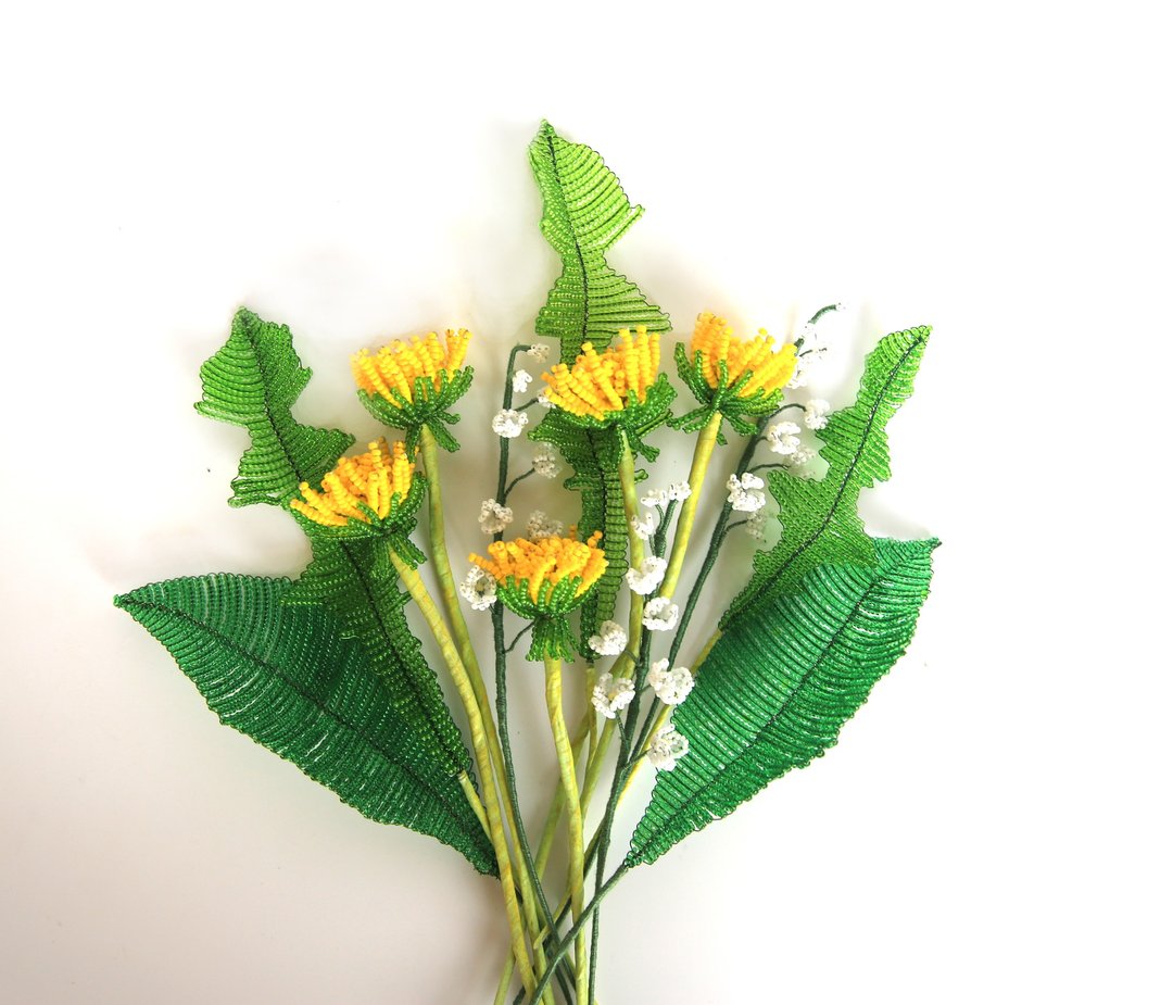 Digital Download - PDF | Beaded Flowers pattern | Lilies of the valley&dandelion - 手工艺教程/工具书 - 其他材质 