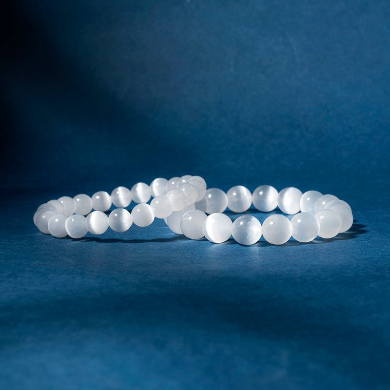 摩洛哥透石膏天然 水晶手链 | 疗愈 提升直觉力 - 手链/手环 - 水晶 白色