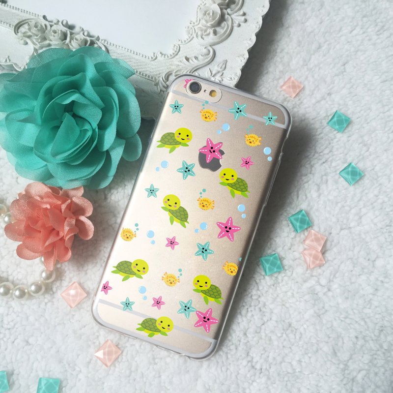 小龟海星鸡泡鱼透明手机壳软壳iphone 8 XS 7 7+ 6 Samsung S9 S8 - 手机壳/手机套 - 硅胶 透明