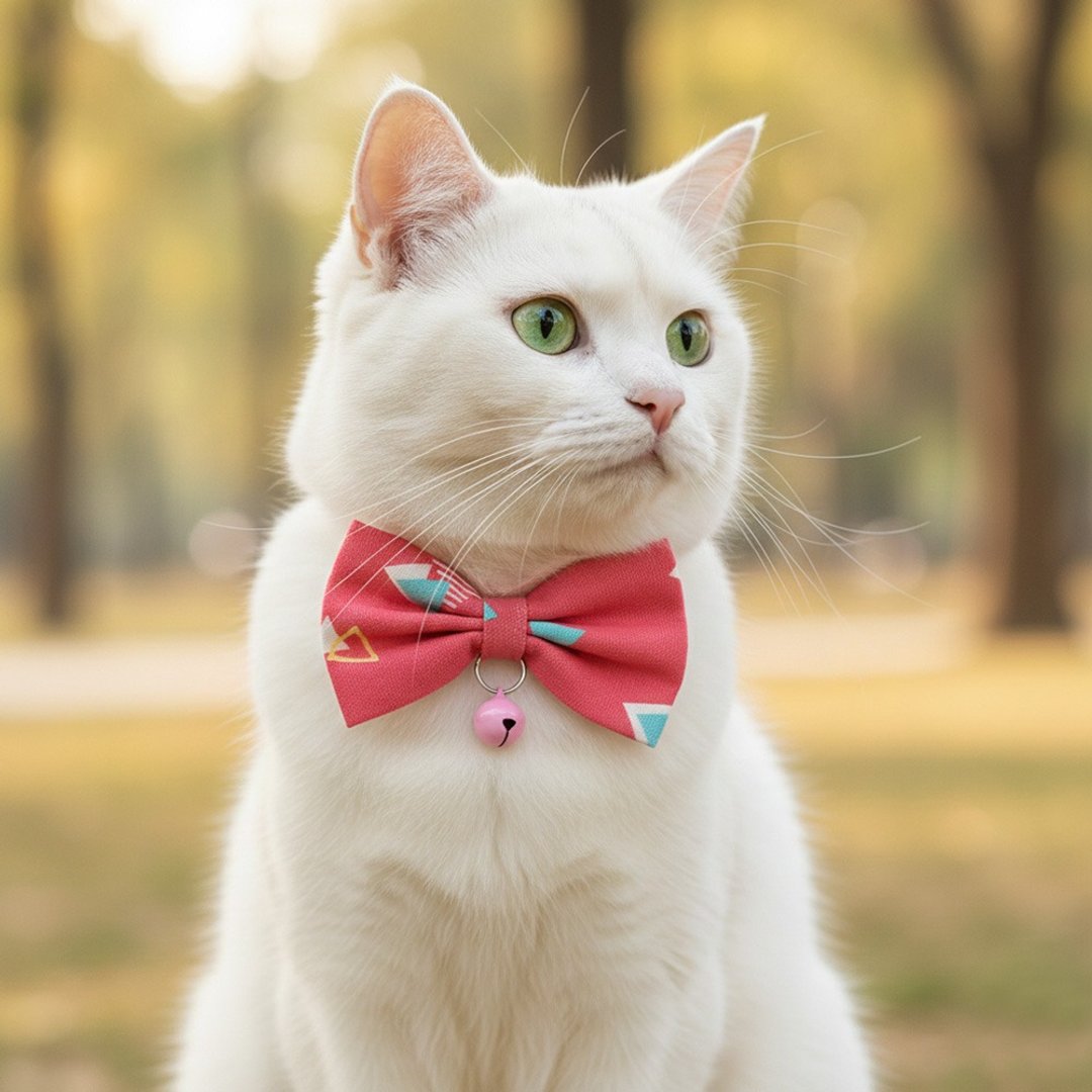 缤纷几何款 三色 蝴蝶结宠物装饰项圈 猫咪 小型犬 - 项圈/牵绳 - 棉 黄色