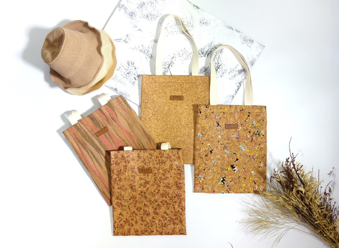 真软木Tote Bag / 休闲包 / 单肩包 / 购物袋 - 手拿包 - 其他材质 金色