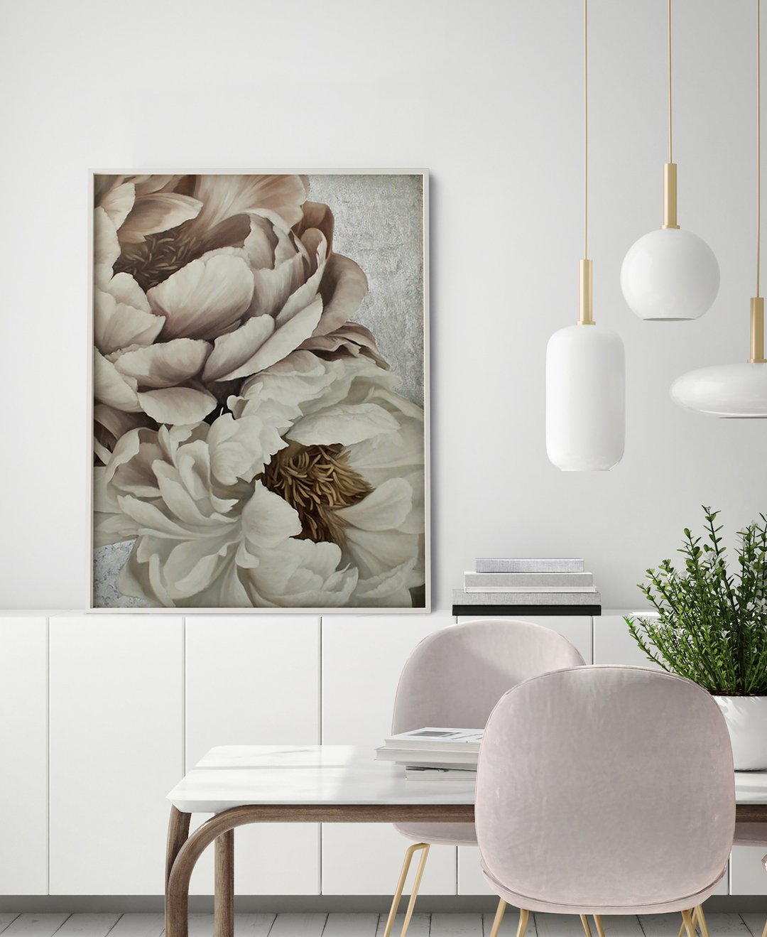 牡丹画 | 大花画 | 白花画 | 绢花2 - 墙贴/壁贴 - 棉．麻 粉红色