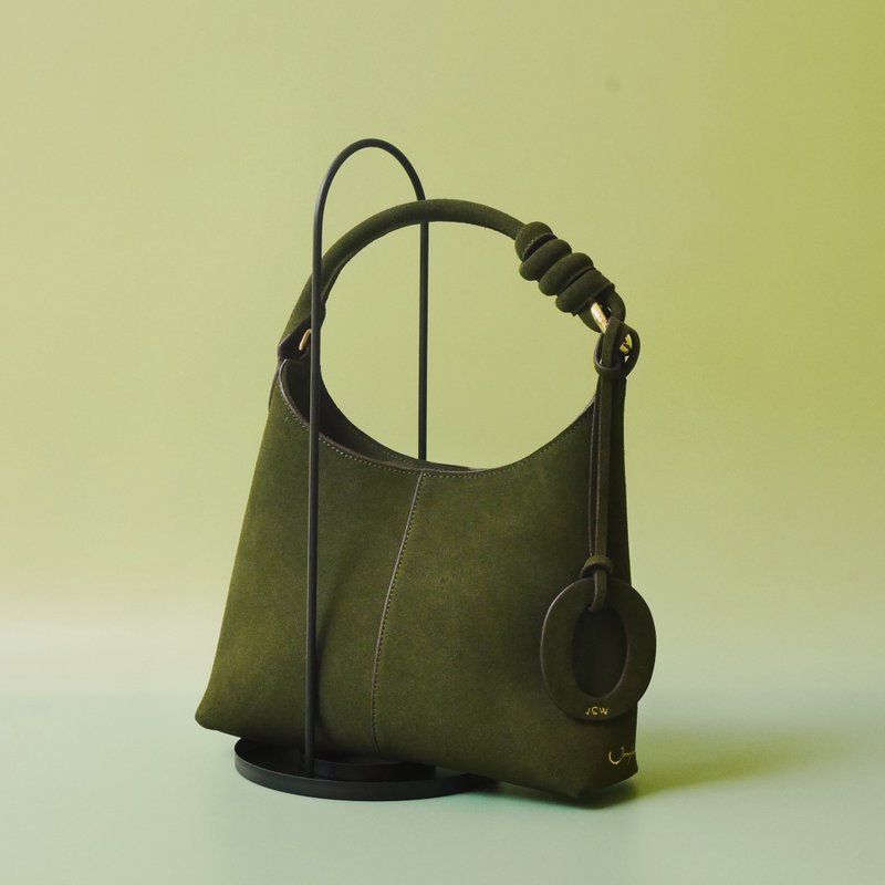 Onyx Shoulder Bag 腋下包 - Olive Green Suede Leather 绒面革 - 手提包/手提袋 - 真皮 绿色