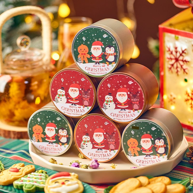 圣诞礼物推荐 (预算30内) 圣诞封面圆形礼罐 花茶 曲奇 姜饼人 - 茶 - 其他金属 红色