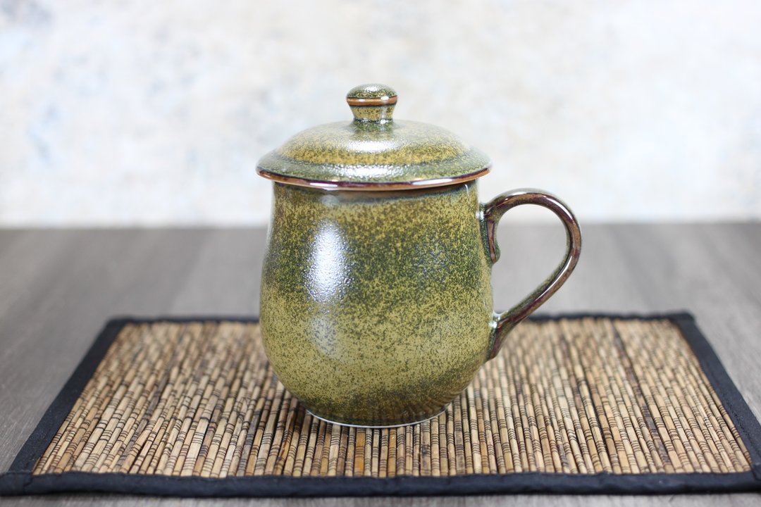 【送礼好物】茶末釉盖杯 带盖马克杯 莺歌名家叶敏祥作品 - 咖啡杯/马克杯 - 瓷 