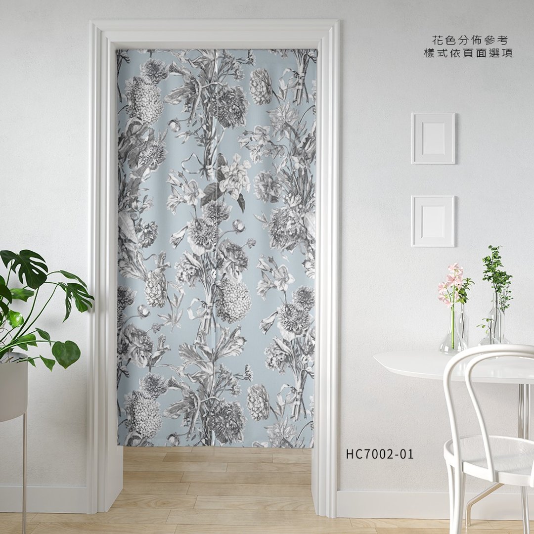 HC印花门帘 欧美花版 HC7002 黑白色印花维多利亚花卉 - 门帘/门牌 - 聚酯纤维 