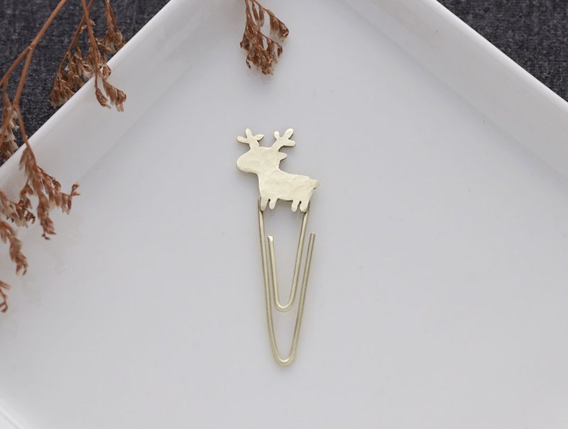 ni.kou 黄铜 圣诞 驯鹿 动物 回纹针 / 书签 - 书签 - 其他金属 