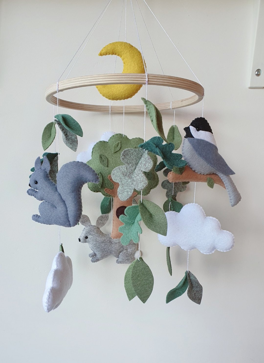 Woodland mobile, forest mobile, nursery woodland animals, neutral gender mobile - 玩具/玩偶 - 环保材料 