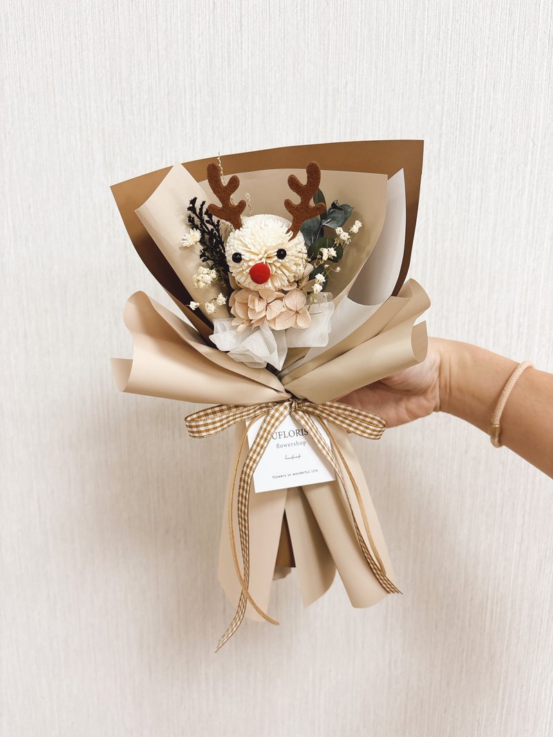 【圣诞小麋鹿单只花束】圣诞节礼物.干燥花.花束-yuflorist - 干燥花/捧花 - 植物．花 多色