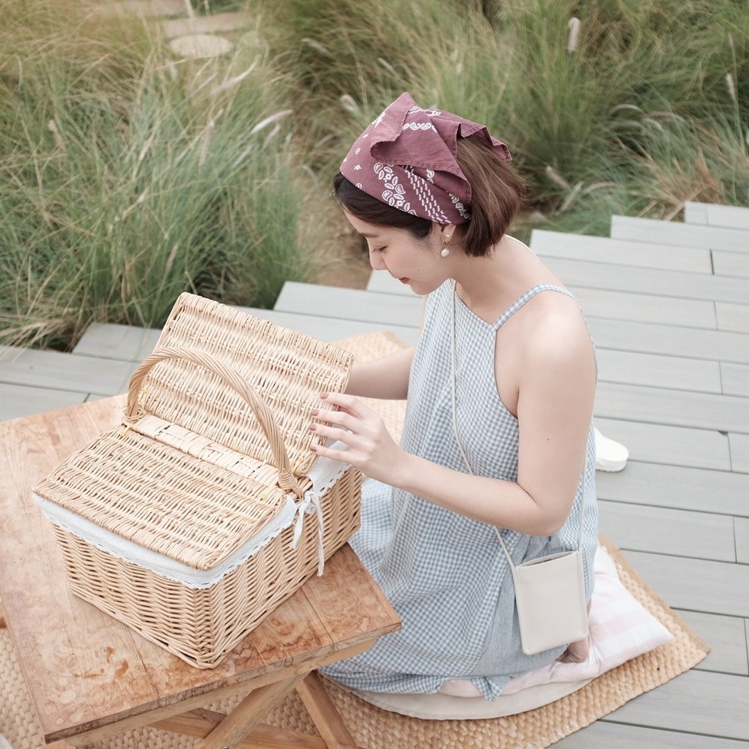 WHITEOAKFACTORY Lucy maxi dress with side pocket - Blue (Free size) - 洋装/连衣裙 - 棉 蓝色