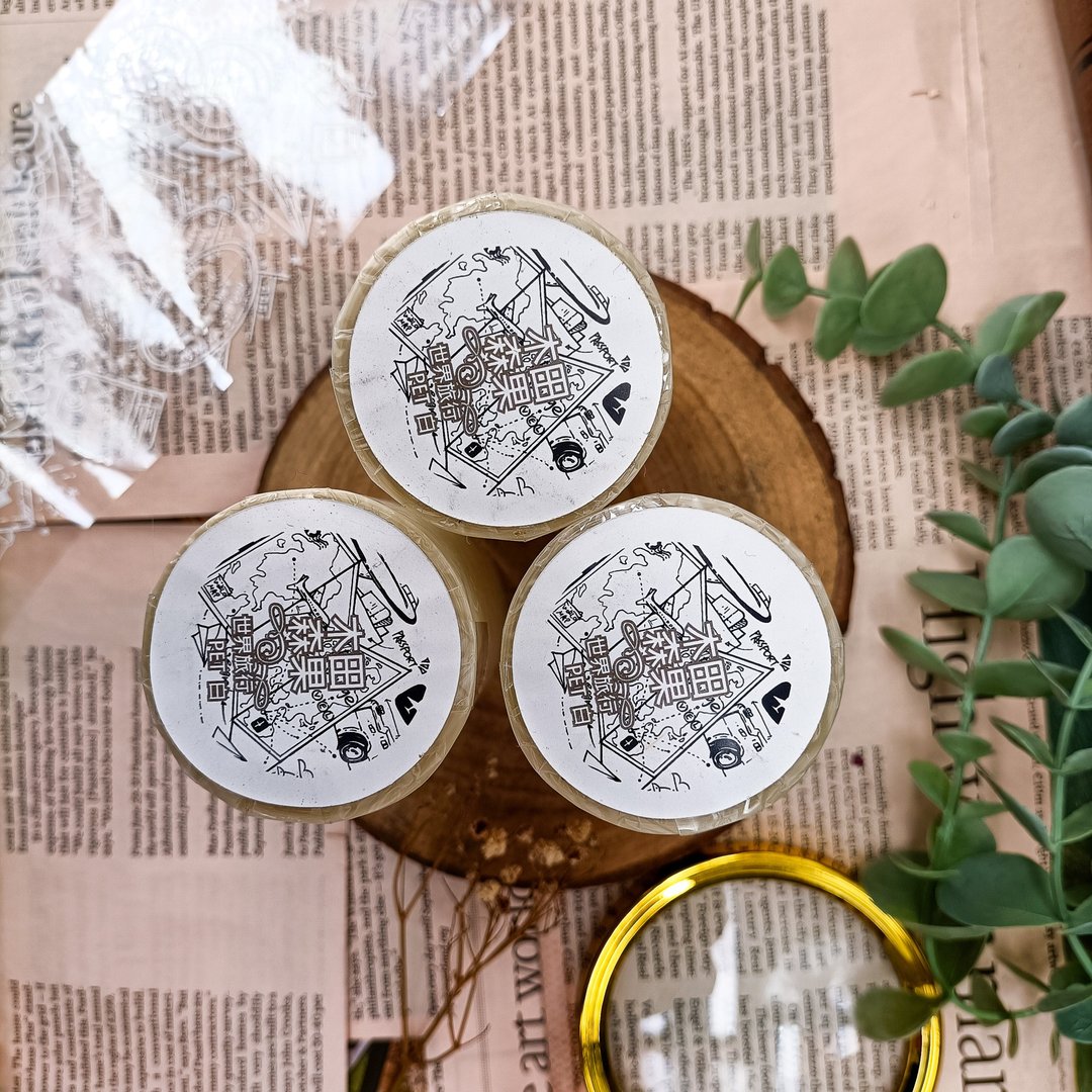 雜貨風-世界旅行-白線款 / 裝飾膠帶 - 纸胶带 - 塑料 多色