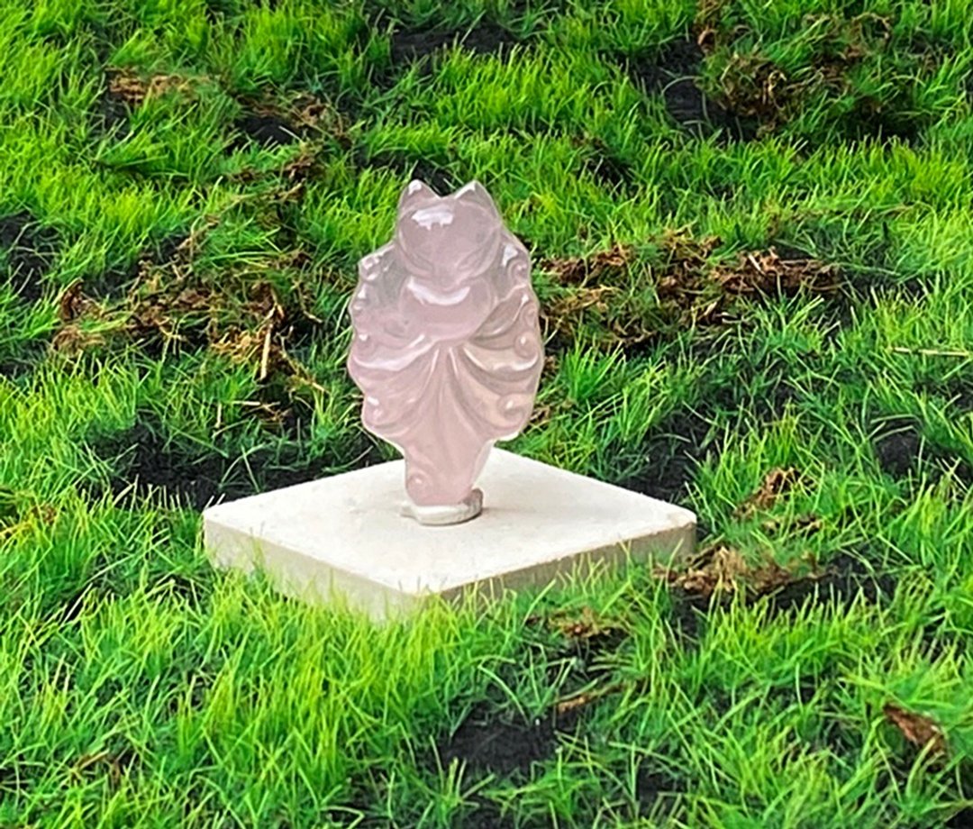 能量摆饰-有孔天然能量粉晶九尾狐 旺人缘 旺姻缘 疗愈 快速出货 - 摆饰 - 水晶 粉红色