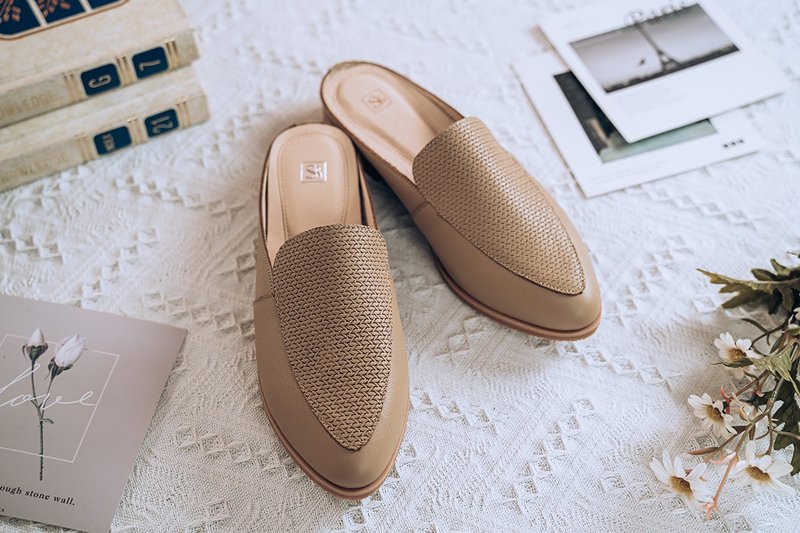 新品主打星【艾薇】真皮编织穆勒鞋_焦糖 |手工订制| MIT 大尺码 - 女款牛津鞋/乐福鞋 - 真皮 