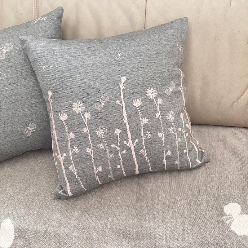 minä perhonen noppara 抱枕套 野草 坐垫套 抱枕 套 - 枕头/抱枕 - 棉．麻 灰色