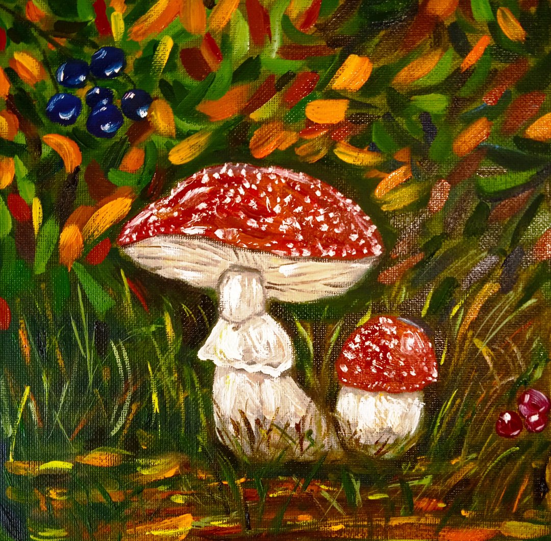 蘑菇艺术蘑菇景观餐厅装饰原始油画Impasto - 墙贴/壁贴 - 其他材质 多色