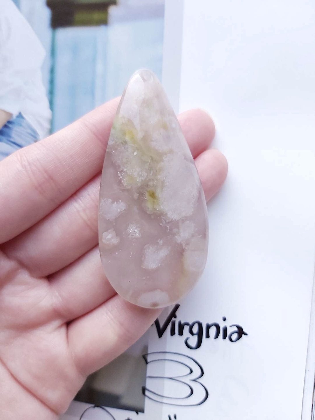 心忱-樱花玛瑙 水滴吊坠  飘花意境水晶 - 项链 - 水晶 绿色