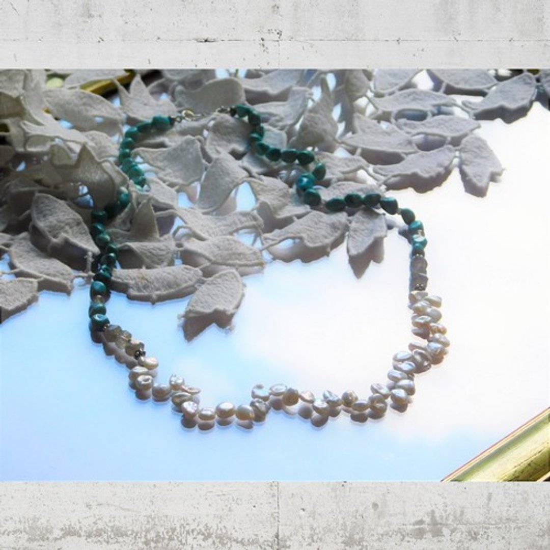 Message, "Thank you for your kindness!" -Turquoise necklace (medium)- - 项链 - 宝石 