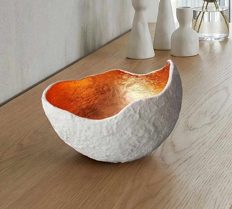 有机纸浆花瓶 乔迁之礼 时尚装饰 现代花瓶 白色与铜色花瓶 - 花瓶/陶器 - 其他材质 