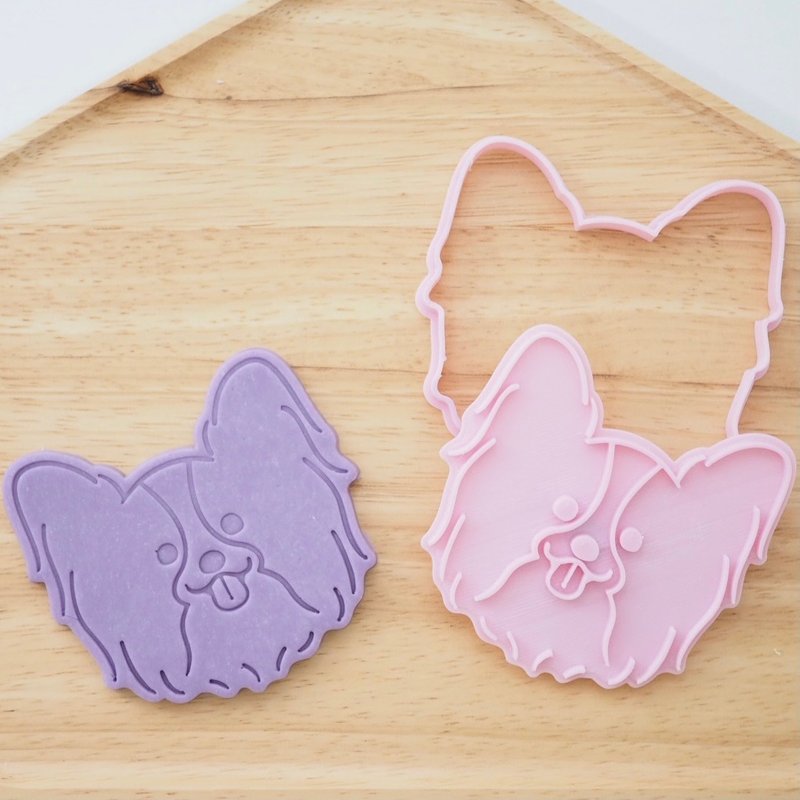 Papillon dog cookie cutter & stamp　Made by 3d printer - 厨房用具 - 塑料 粉红色