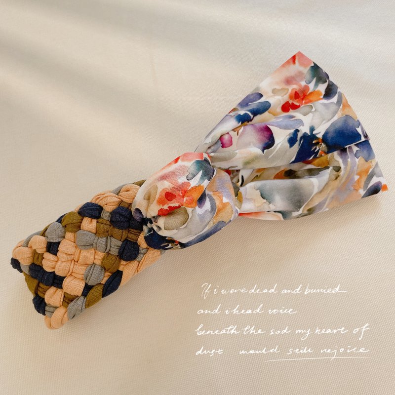 爱霏迷专利设计-调整松紧度 水彩画皇孋编织发带 - 发带/发箍 - 棉．麻 多色