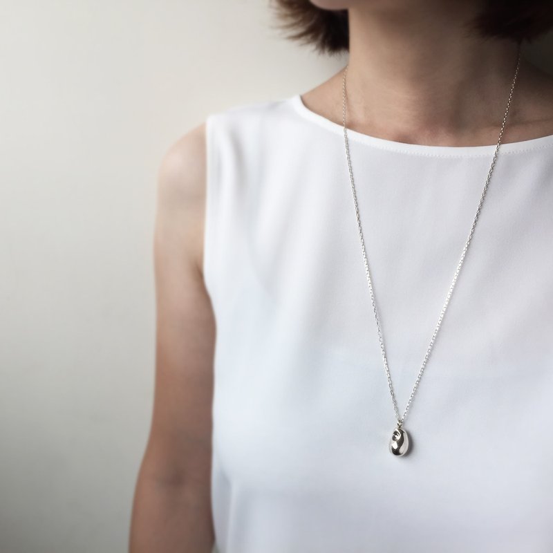 tumbler necklace_不倒翁项链 | 925银 限量 设计师手作 个性项链 - 项链 - 银 银色
