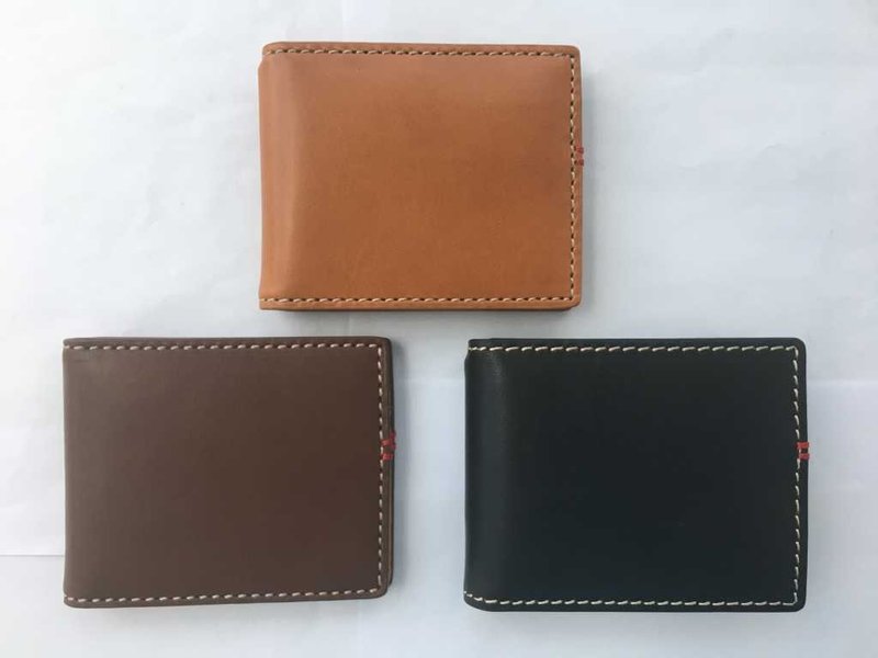 男夹,美式二折钱钞夹,8个卡层,无零钱袋,意大利进口头层植鞣皮 - 皮夹/钱包 - 真皮 黑色