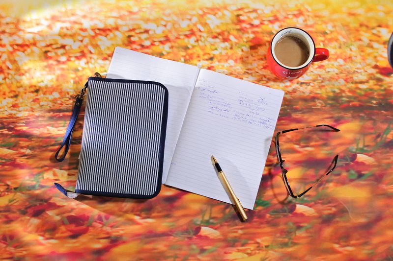 妈妈宝宝手册 A5 size布书衣 手帐书衣 条纹款 - 书衣/书套 - 棉．麻 