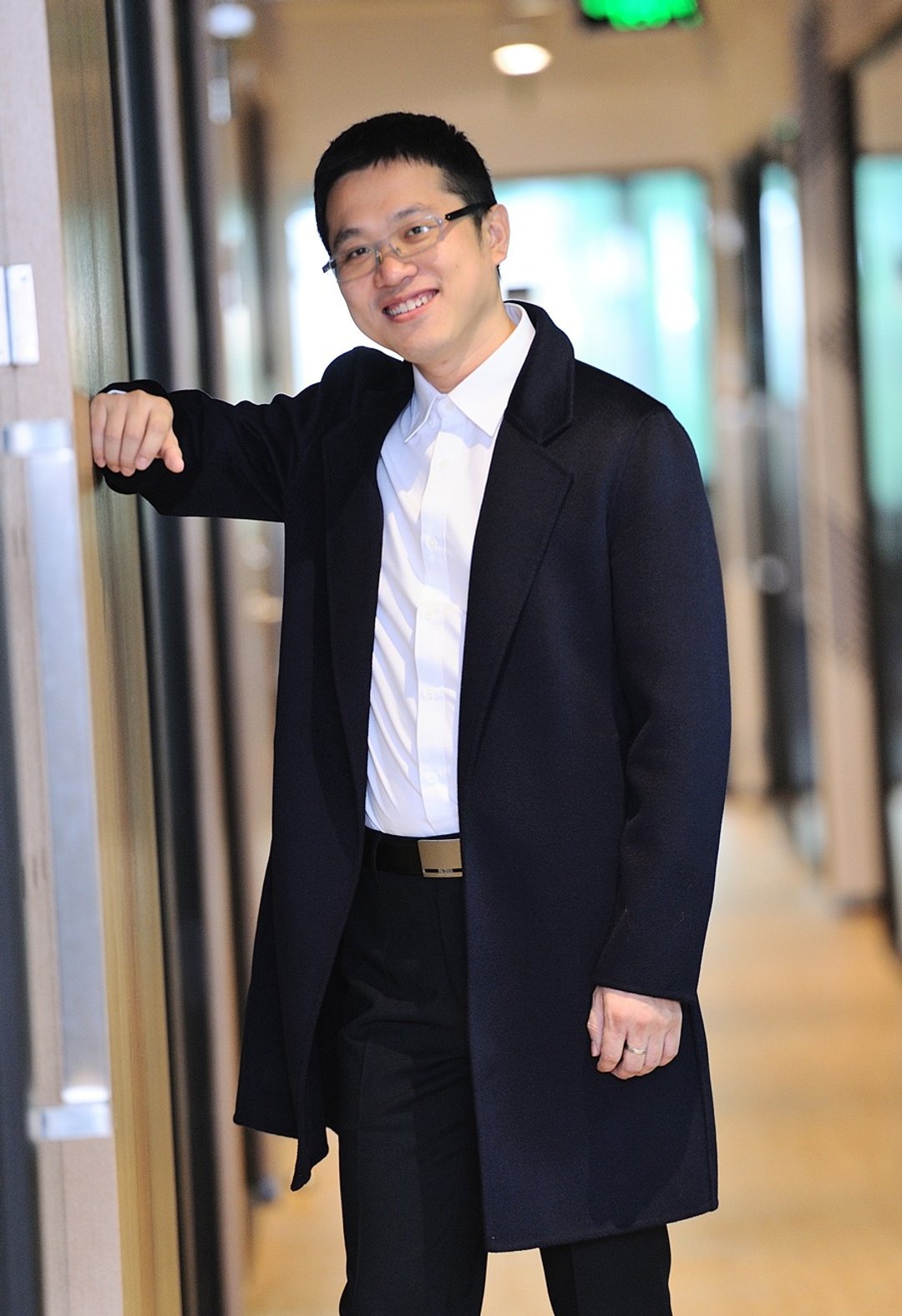 【品祥云纱】新款双面山羊绒中长款大衣 商务风 - 男装外套 - 羊毛 蓝色