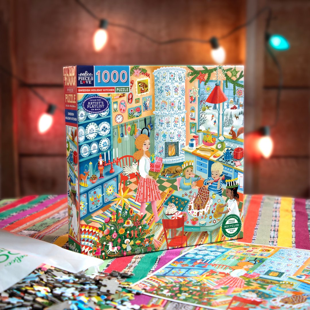 eeBoo1000片拼图-Swedish Hoilday Kitchen瑞典的假日厨房 圣诞节 - 拼图 - 纸 多色
