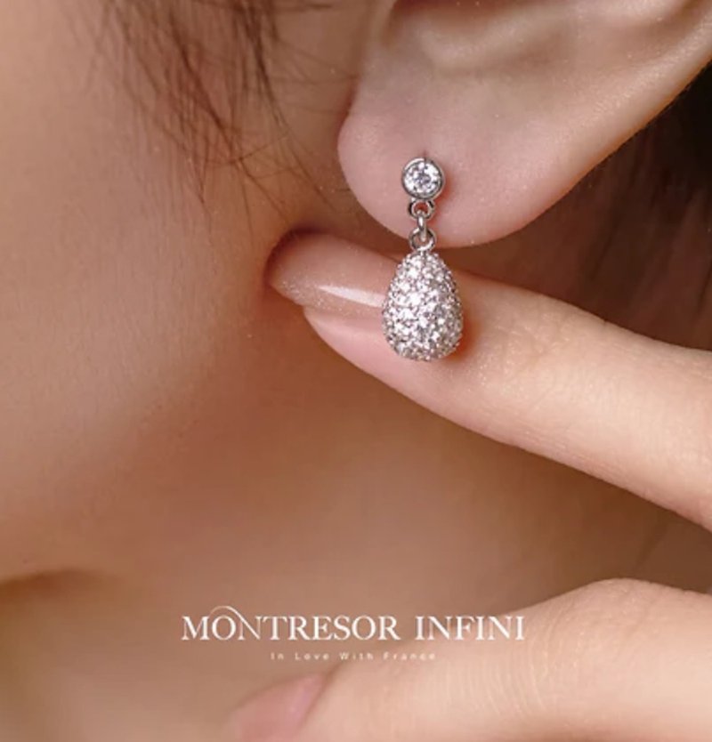 CZ纯银耳环 - 象征丰收与幸福| Montresor Infini - 耳环/耳夹 - 银 银色