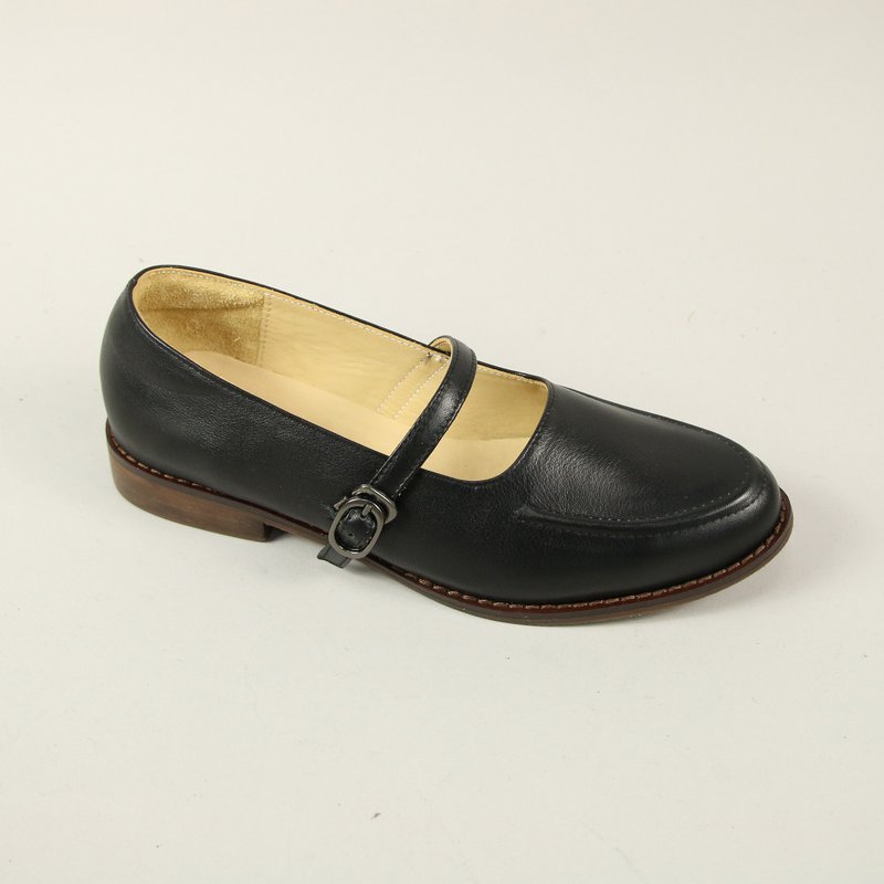 U型缝细带玛莉珍女鞋/黑色/271C楦 - 玛莉珍鞋 - 真皮 黑色