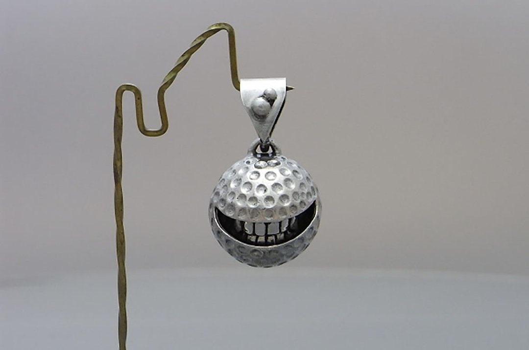 smile golf ball L_P (s_m-P.35) only pendant top without a chain 沒有銀鍊 - 项链 - 纯银 银色