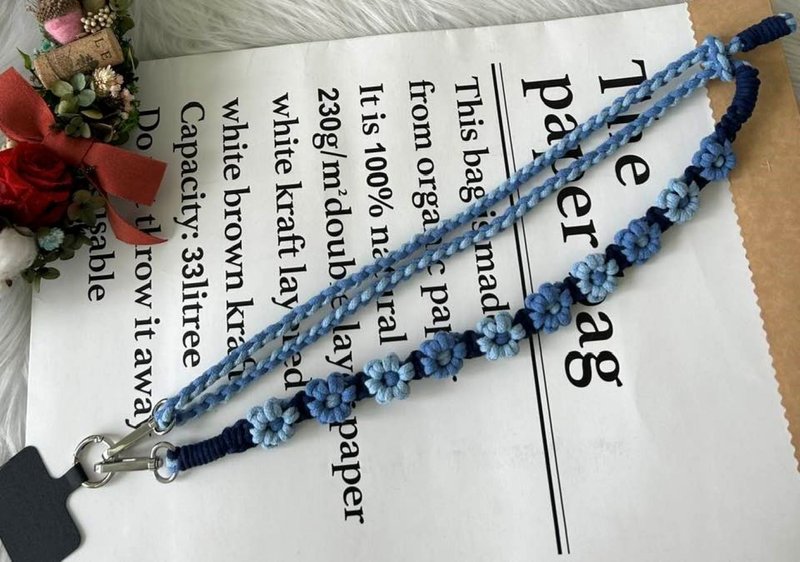 Macrame编织可调式手机背带/斜背带/脖挂(10朵花)多款可选 赠挂片 - 其他 - 棉．麻 