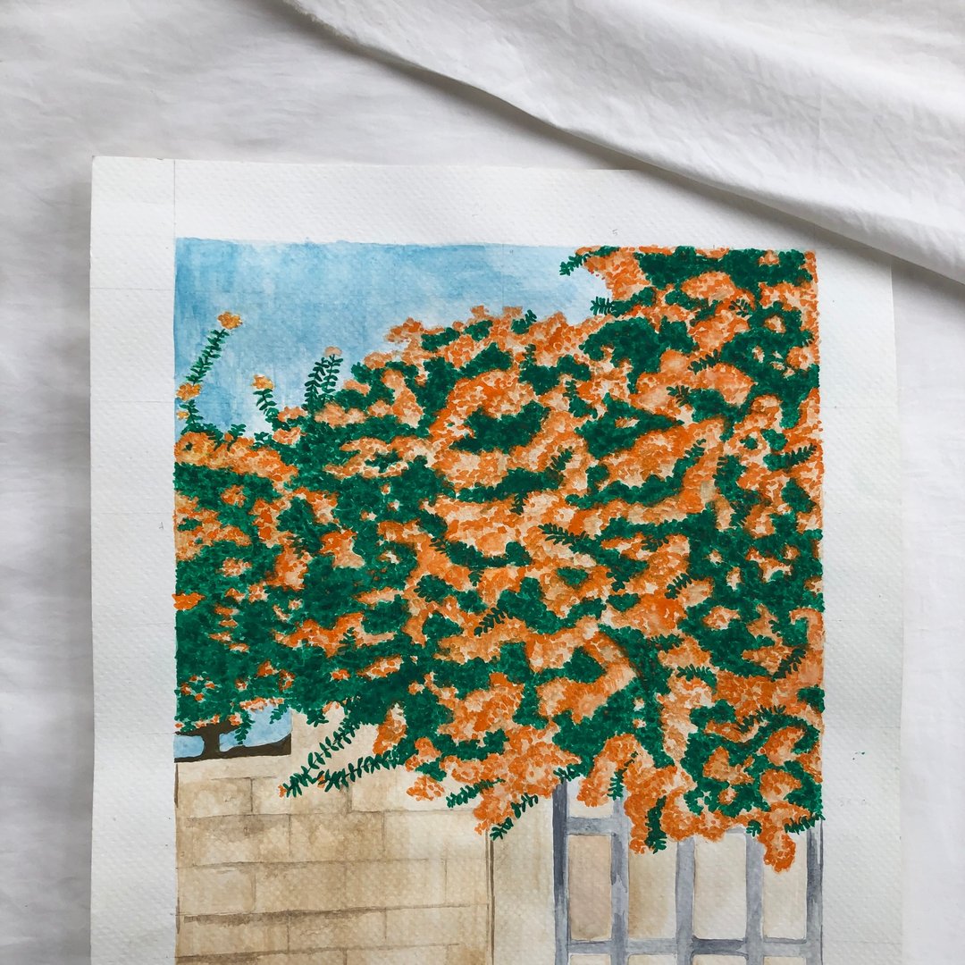 橙色三角梅原画周年纪念礼物设计 - 墙贴/壁贴 - 纸 多色