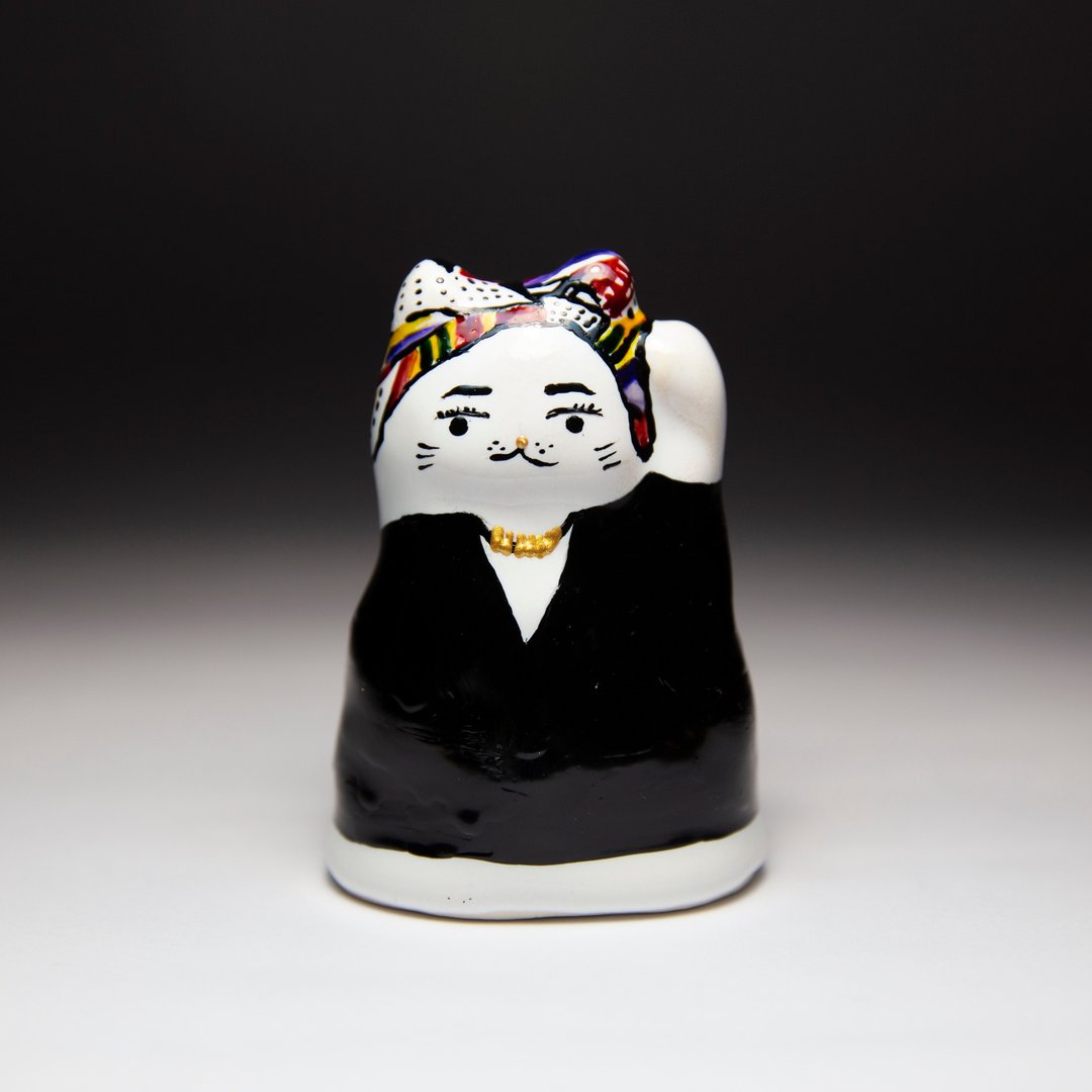 街头开运招财猫-头巾喵(原民风) - 摆饰 - 陶 白色