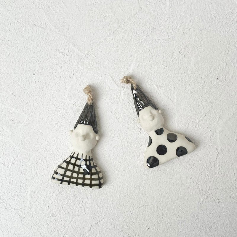 圣诞树摆饰 小精灵一对组 - 摆饰 - 陶 银色