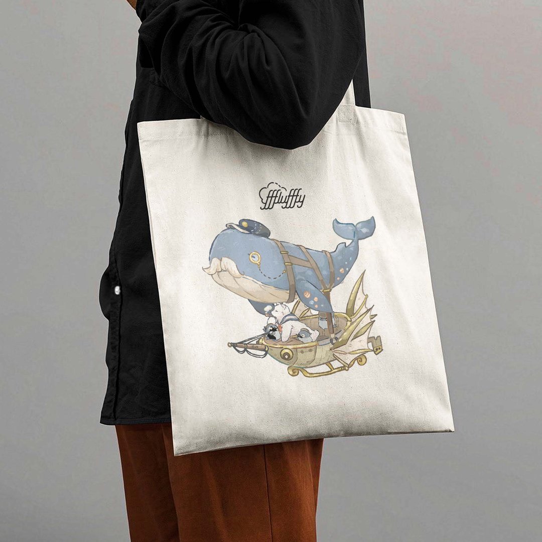 Captain Whale Airship - totebag - 其他 - 棉．麻 蓝色