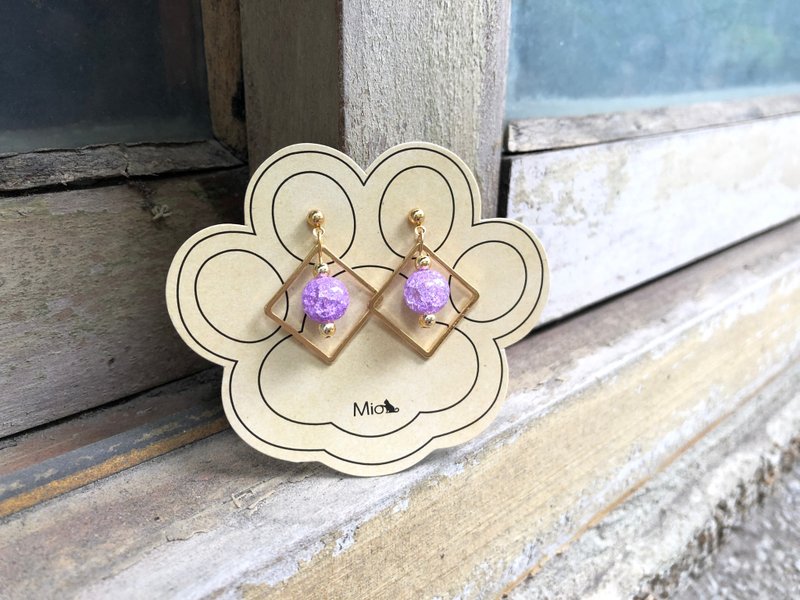 【 猫星球系列 】冰晶紫星 ( 冰紫单色款 ) - 耳环/耳夹 - 其他金属 紫色